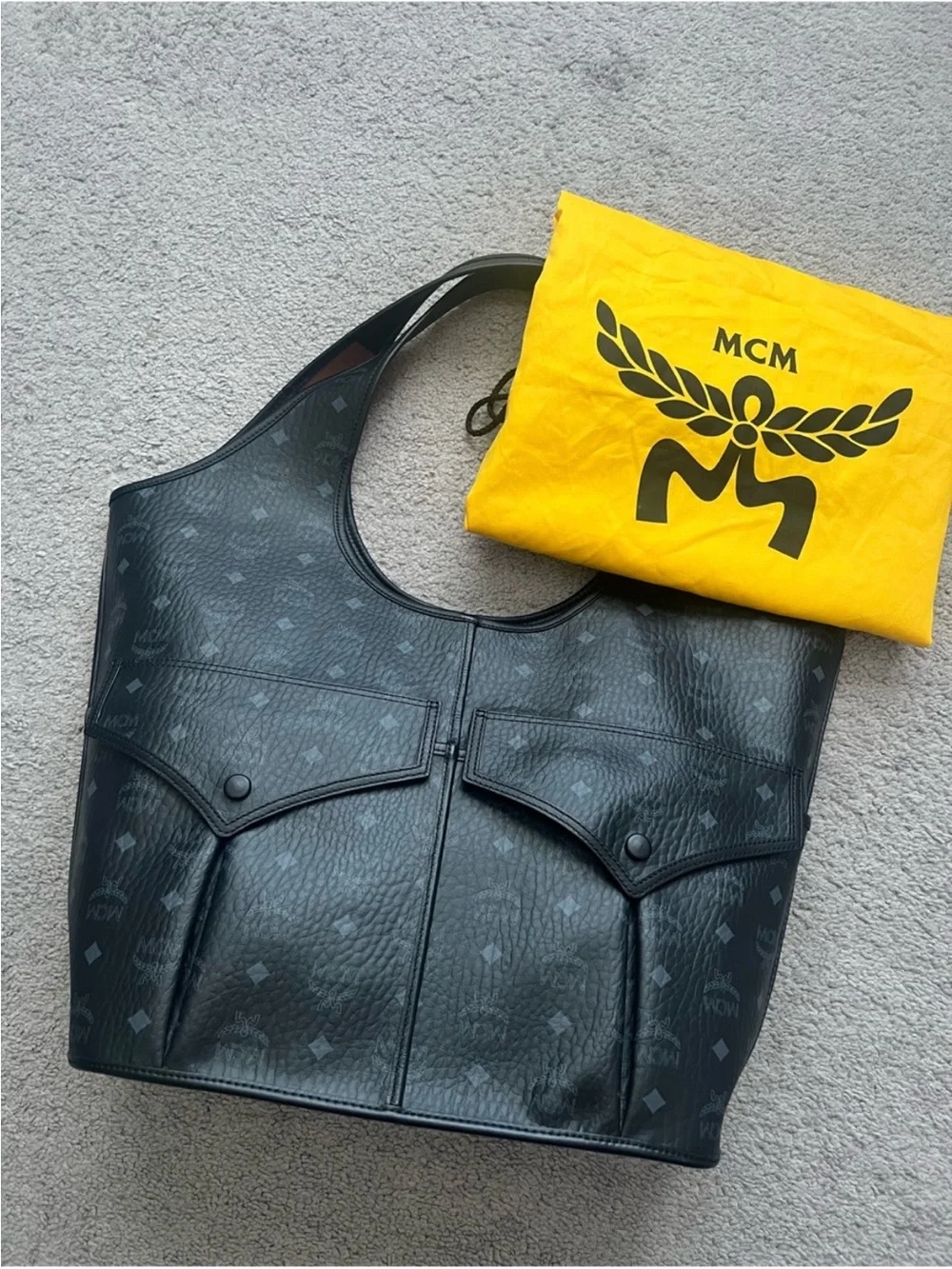 MCM Leni XL Visetos Monogram Shopper Tote Bag